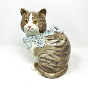 Vintage Flitz & Floyd Japan Ceramic Tabby Cat Cookie Jar 1983 Super Cool!